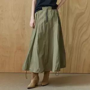 [MAXZA] 지퍼 플랩포켓 밴딩 아노락 롱 스커트