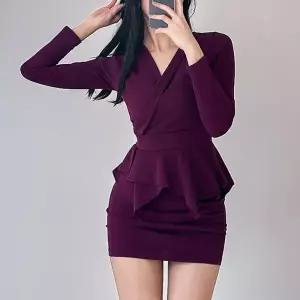 /옷자락 여자 페플럼 랩자켓 긴팔 초미니 원피스