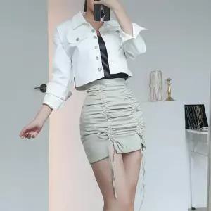 /옷자락 여자 스트링 셔링 리본 봄 미니스커트