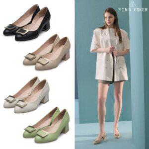 [FINNESKER]핀에스커 여성 천연 양가죽 골드스퀘어 펌프스 BS145