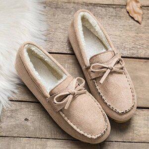 여성 겨울 가볍고 편한 리본포인트 깜찍 털모카신-WFHJOP8