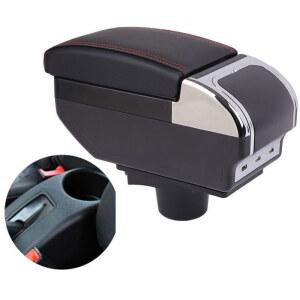 레이콘솔박스 차량 가죽 자동차 형 범용 받침 컵홀더 레이 A S 흑빨강실복층 정리함