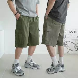 [쿼터]남자카고반바지 6부 밴딩 카고 와이드 반바지 버뮤다팬츠 4color