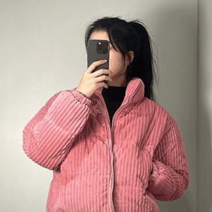 여성 코듀로이 골덴 크롭 패딩 점퍼 숏패딩 [3color 오버핏 하이넥 스트링 잠바 여자 흰색 아우터 겨울]