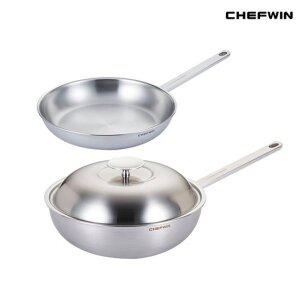 쉐프윈 316STS 통5중 28cm후라이팬+28cm멀티웍
