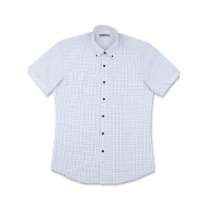 투톤체크 셔츠 반팔슬림)슬림 반팔