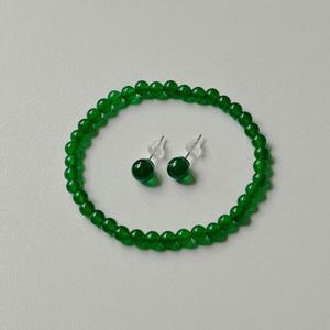 4mm 그린오닉스 원석 밴딩팔찌 925실버 그린오닉스 귀걸이