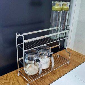 [기타]스텐 양념통 선반 2단 싱크대 정리대 조미료병 선반 주방 정리렉