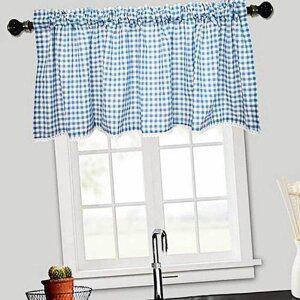 [JHQS81EQ_4B]체크 주방커텐 바란스 106x45cm 주방창커튼