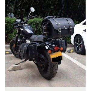 가죽 블랙 버클 오토바이 수납 바이크가방 수납가방 레드 트렁크 리어백 박스 탑박스