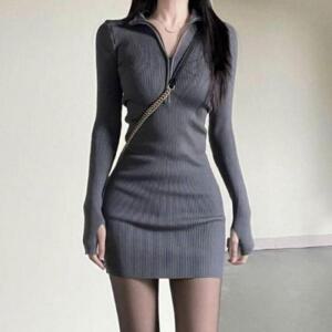 긴팔미니원피스 원피스 슬림핏 숏치마 골지 1P (3pzTe)