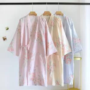 올데이 여름 플로럴 샤워가운 호텔 라운지 홈웨어 로브 가운