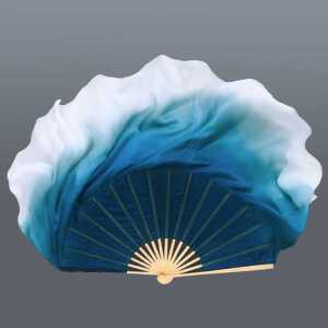무용 댄스팬 팬베일 너슬 팬 화이트블루 양면 그라데이션너슬 전통춤 소품 공연 부채춤 실크