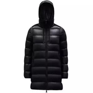 [명품] 1B20000 53052 999 SUYEN 수엔 로고 패치 후드 롱 패딩 블랙 여성 자켓