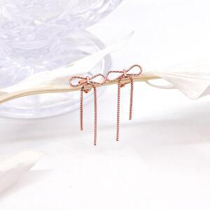 925Silver 리본 박스체인 드롭 귀걸이 OPQUE5623