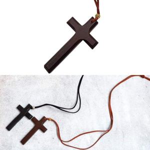 십자가나무목걸이 목사님십자가팬던트 교회성당판촉물 브라운