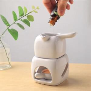 손잡이가 달린 세라믹 사각 분리 대용량 아로마 테라피 스토브 램프 클럽 스파 에센셜 오일 마사지 히터 캔