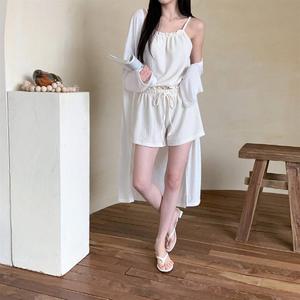 여성 여름 셔링 나시 와이드 숏팬츠 투피스 세트