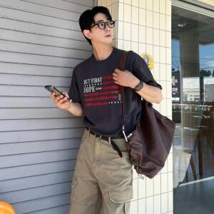 빈티지 성조기 프린팅 오버핏 남자 반팔티