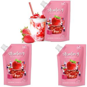 100% 국내산 딸기 사용 믿을수 있는 뜨래포유 딸기청 1kg 3팩-과일음료 라떼 주스 빙수 스무디 과일청