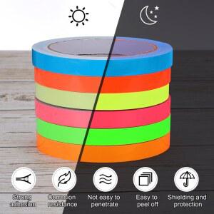 절연테이프 10 20m 네온 Gaffer 파티 테이프 UV 면직물 안전 경고 형광 접착 장식