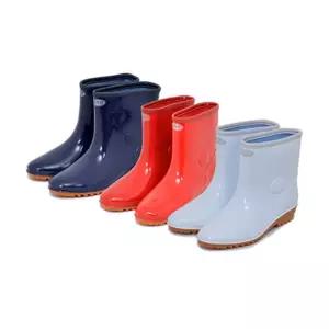 여자 패션 PVC 반장화 청색 빨강 백색 미끄럼방지 주방 조리 농사 신발
