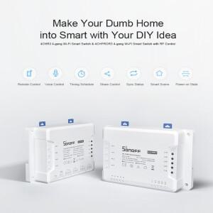 투야 스마트봇SONOFF 4CH PRO R3 4Gang 스마트 WIFI 스위치 433MHZ Din 레일 장착 무선  제어 타이머 DIY E