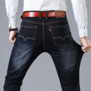 [오노마] ONM 남성용 깔끔한 스티치 블랙진 일자바지 청바지