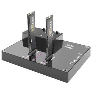 MAIWO K3015P 휴대용 듀얼 베이 M.2 NVME 도킹 스테이션, 툴 프리 타입-C10Gbps SSD 외장 인클로저, 오프라인 클론 복제기 및 시스템 복사 기능.