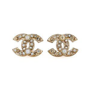[샤넬]샤넬 CC 진주 이어링 펄컬렉션 골드 귀걸이-