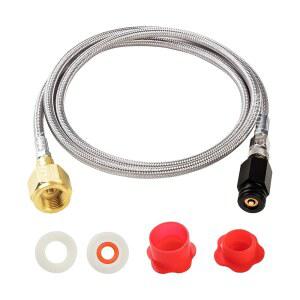 60인치 스테인리스 스틸 호스, CGA320에서 TR21-4 탄산수 소다 제조기 커넥터가 장착된 구루다르 CO2 탱크 실린더 다이렉트 어댑터, 피지 원터치 제트 닌자 갈증을 위한 커넥터