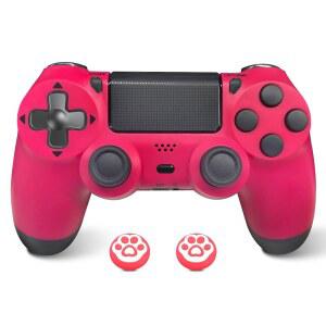 EaJ 용 Hcirtnawi 무선 컨트롤러 듀얼 진동이 있는 /슬림/프로/PC용 리모컨/3 5mm 오디오 잭/6축 자이로/터치 패드/타입 C 포트/1000mAh 배터리 핫 핑크