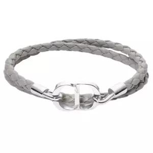 디올 CD Icon 브레이드 가죽 더블 팔찌 그레이 B1973HOMLED005