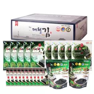 대천전통김 종합선물세트 1호 / 파래전장5봉+재래전장5봉+도시락김10봉+돌자반김 60g X 2개