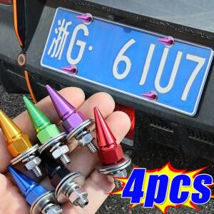 범용 자동차 오토바이 번호판 장착 나사 M6 알루미늄 합금 뾰족한 컬러 나사 너트 키트 자동차 액세서리