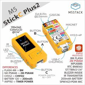 M5Stack 공식 PLUS2 ESP32-PICO-V3-02 미니 IoT 개발 키트 UIFlow용 1.14인치 TFT 스크린 컨트롤러