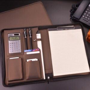 A4 가죽 멀티 계산기 정리 바인더 보드 클립 케이스 가죽 서류 계약서 파우치 파일