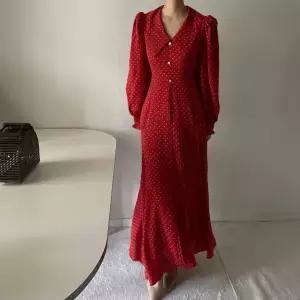 우아 도트 맥시 머메이드 레트로 롱 원피스 리본 128cm 간절기 연말파티