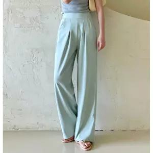 [비비드글램][하이웨스트뒷밴딩] 쉬인 반밴딩 와이드팬츠 슬랙스 4color 원턱 일자 바지 여름 데일리룩