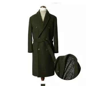 [하프클럽/]남성 로브 울 더블코트 카키컬러
