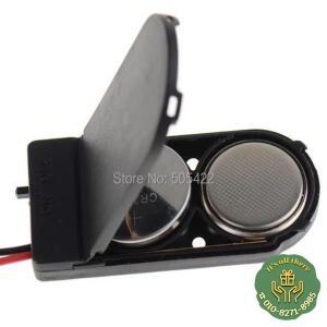 50 개/몫 도매 블랙 CR2032 버튼 코인 셀 배터리 홀더 케이스 상자 켜기/끄기 스위치 와이어 리드