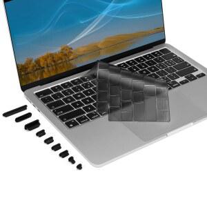 [미국배송] MOSISO 초박형 키보드 커버 스킨 먼지 플러그 포함 MACBOOK AIR 15인치 M3 A311 M2 A2941/AIR 13.6 A2681/PRO 14/16 M4 M1 스모크 그레이