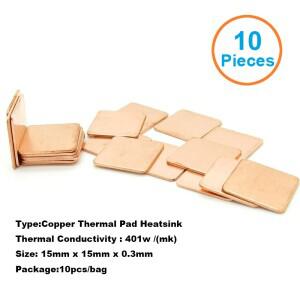10 개/몫 15x15x0.3mm DIY 구리 심 방열판 패드 냉각 노트북 BGA CPU 칩 RAM IC 쿨러