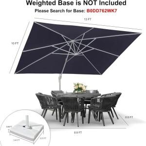 10' × 흰색 캔틸레버 파티오 우산(360도 포함) ° 회전 정원 데크 및 수영장용 알루미늄 프레임