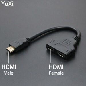 YuXi HD 비디오 케이블 커넥터 HDMI 분배기 LED LCD TV 내 1 수 듀얼 2 암 Y 어댑터