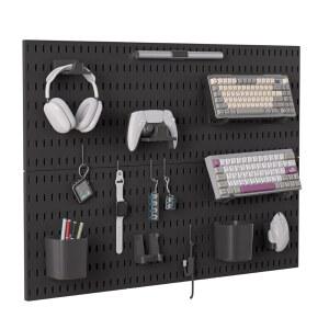 글리깅 컨트롤러 및 키보드 홀더 벽걸이, 액세서리가 포함된 모듈식 게이밍 페그보드, Xbox PS5 PS4 스위치용 벽 정리 비디오 게임 스토리지(33 22