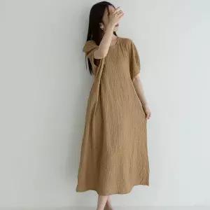 [옷자락]여성 빅사이즈 링클 벌룬 여름 롱 스판 원피스_P403584209