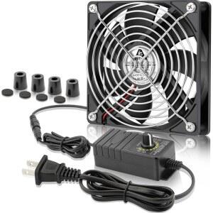 GDSTIME 120mm 컴퓨터 팬(AC 플러그 포함), 110V 120V 220V 240V AC 구동 가변 속도 컨트롤러 4V-12V(수신 증폭기 DVR 플레이스테이션 Xbox 부품 냉각 빌통 박스 성장 텐트 환기용)