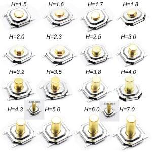 50PCS 2X5 2MM 순간 푸시 9MM 스위치 버튼 SMT 4PIN 택트 금속 260GF