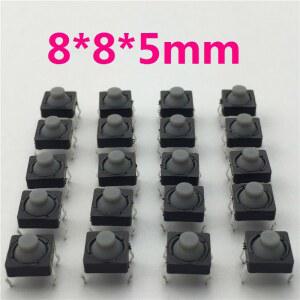 20 G77 버튼 셀프 전도성 택트 8X8X5MM 촉각 리셋 4PIN 실리콘 푸시 스위치 무음